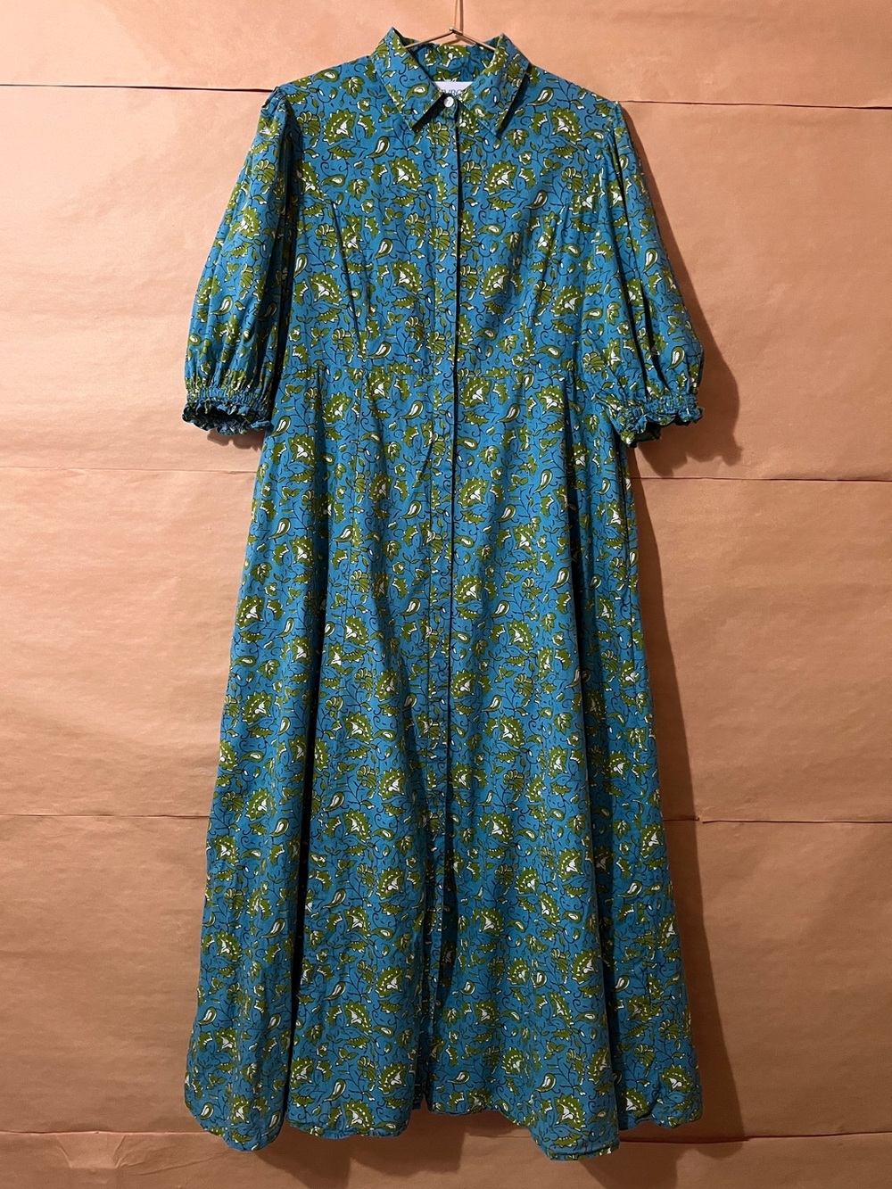 Livro | Rosie Shirt Dress Midi Shirtdress Button Front Kalamkari Floral Size M